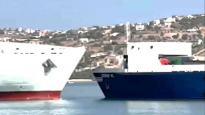 Σούδα: Η στιγμή της σύγκρουσης των δυο πλοίων – Ερωτήματα για την έλλειψη συστήματος ελέγχου