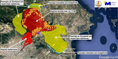 Φωτιά στην Αττική: Δραματική η πρόβλεψη για την εξέλιξη το Σάββατο - Ο χάρτης του Meteo